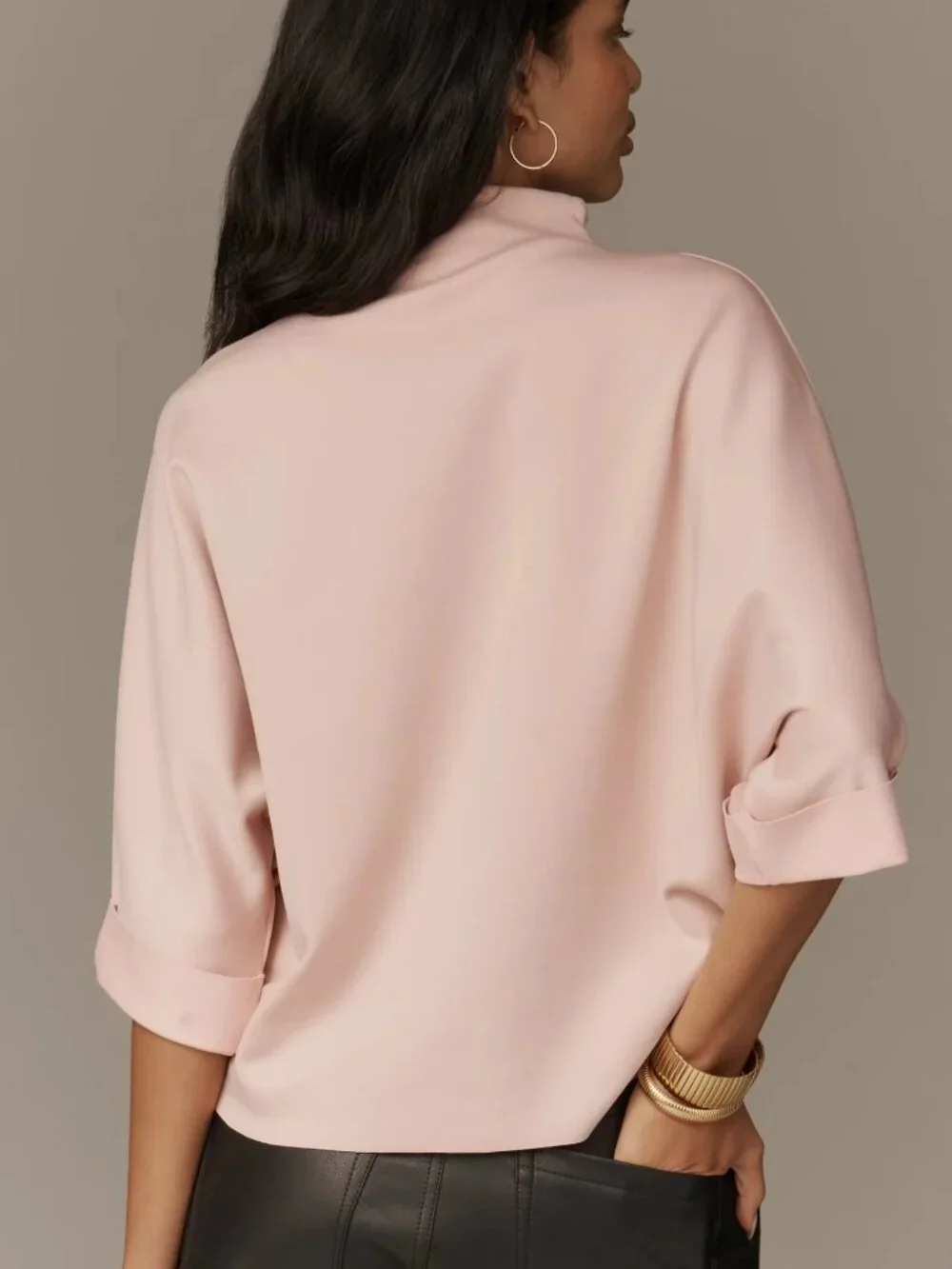 Anthropologie Whitley Mock-Neck Top, Pink Clay, XS